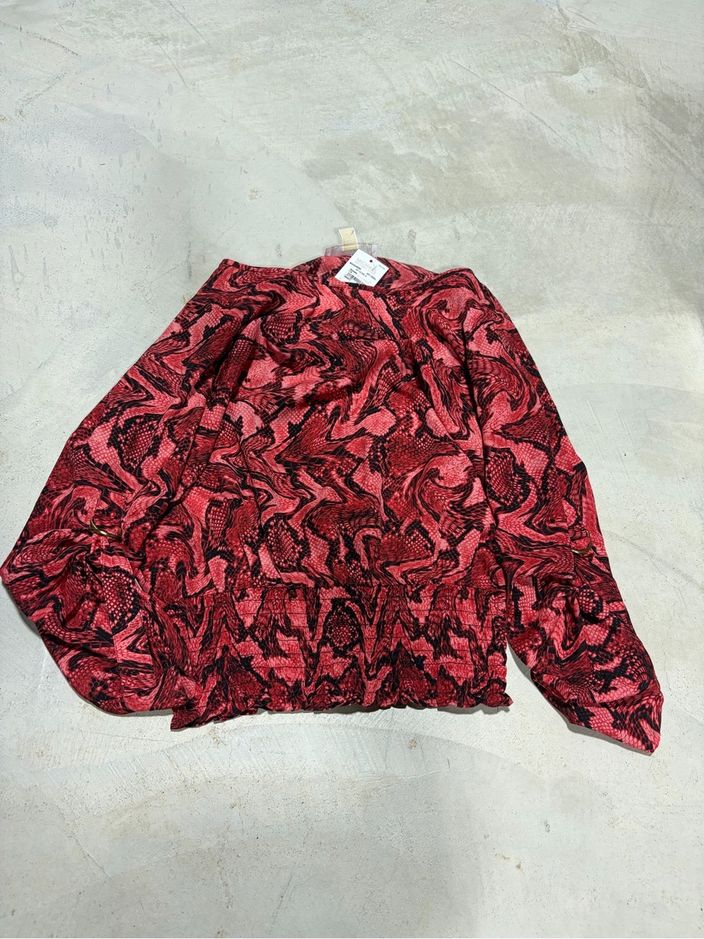 Michael kors NWT Women's Red Snakeskin-Print Long Sleeve Blouse XS MSRP$90